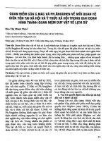 Quan điểm của c mác và ph ăngghen về mối quan hệ giữa tồn tại xã hội và ý thức xã hội trong giai đoạn hình thành quan niệm duy vật về lịch sử 