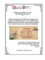 TIỂU LUẬN HÀNH VI TIÊU DÙNG TRONG DU LỊCH PHÂN TÍCH HÀNH VI TIÊU DÙNG TRONG DU LỊCH CỦA KHÁCH NHẬT VÀ CÁC CHÍNH SÁCH  MARKETING ĐỂ THU HÚT THỊ TRƯỜNG KHÁCH NÀY TẠI PULLMAN DANANG BEACH RESORT
