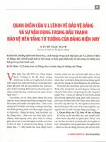 Quan điểm của v i lênin về bảo vệ đảng và sự vận dụng trong đấu tranh bảo vệ nền tảng tư tưởng của đảng hiện nay 