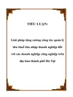 Giải pháp tăng cường công tác quản lý thu thuế thu nhập doanh nghiệp đối với các doanh nghiệp công nghiệp trên địa bàn thành phố hà nội 