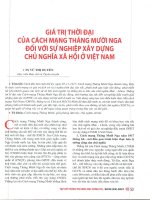Giá trị thời đại của cách mạng tháng mười nga đối với sự nghiệp xây dựng chủ nghĩa xã hội ở việt nam 