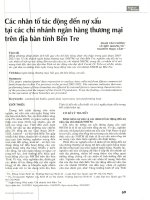 Các nhân tố tác động đến nợ xấu tại các chi nhánh ngân hàng thương mại trên địa bàn tỉnh bến tre 