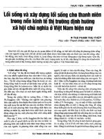 Lối sống và xây dựng lối sống cho thanh niên trong nền kinh tế thị trường định hướng xã hội chủ nghĩa ở việt nam hiện nay 