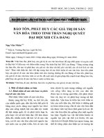 Bảo tồn, phát huy các giá trị di sản văn hóa theo tinh thần nghị quyết đại hội XIII của đảng 