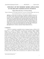 Hiệu quả của ứng dụng điện thoại ‘memrise’ trong việc học từ vựng của sinh viên chuyên ngữ tiếng anh 