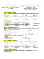 ĐỀ KIỂM TRA CUỐI KÌ HỌC KÌ I Có đáp án NK 2021 2022 Môn Tiếng Anh 12 Trường THPT Triệu Quang Phục