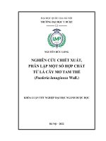 Khóa luận tốt nghiệp: Nghiên cứu chiết xuất, phân lập một số hợp chất từ lá cây Mơ tam thể (Paederia lanuginosa Wall.)