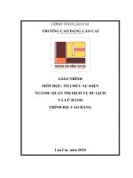 Giáo trình Tổ chức sự kiện (Ngành: Quản trị du lịch và lữ hành - Cao đẳng) - Trường Cao đẳng Lào Cai