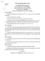 Đề thi kết thúc học phần học kì 1 môn Hóa vô cơ năm 2018-2019 có đáp án - Trường ĐH Đồng Tháp