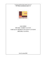 Giáo trình Nghiệp vụ lễ tân (Ngành: Quản trị du lịch và lữ hành - Cao đẳng) - Trường Cao đẳng Lào Cai