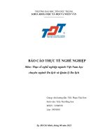 BÁO CÁO THỰC TẾ NGHỀ NGHIỆP Môn Thực tế nghề nghiệp ngành Việt Nam học chuyên ngành Du lịch và Quản lý Du lịch