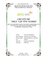 GIẢI PHÁP NÂNG CAO CHẤT LƯỢNG PHỤC VỤ NHÀ HÀNG GOURMET TẠI VINPEARL LUXURY ĐÀ NẴNG