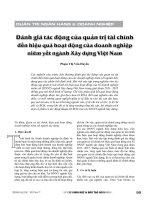 Đánh giá tác động của quản trị tài chính đến hiệu quả hoạt động của doanh nghiệp niêm yết ngành Xây dựng Việt Nam