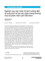 Nghiên cứu các nhân tố ảnh hưởng đến tỷ suất sinh lợi tại các ngân hàng thương mại cổ phần niêm yết Việt Nam
