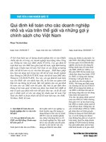 Qui định kế toán cho các doanh nghiệp nhỏ và vừa trên thế giới và những gợi ý chính sách cho Việt Nam