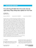 Các yếu tố quyết định tới tỷ lệ an toàn vốn của ngân hàng: Bằng chứng thực nghiệm từ Việt Nam