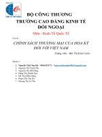 Môn  Kinh Tế Quốc Tế Chủ đề CHÍNH SÁCH THƯƠNG MẠI CỦA HOA KỲ ĐỐI VỚI VIỆT NAM