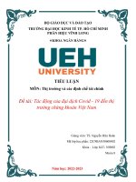 TIỂU LUẬN MÔN Thị trường và các định chế tài chính Đề tài Tác động của đại dịch Covid - 19 đến thị trường chứng khoán Việt Nam