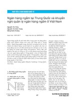 Ngân hàng ngầm tại Trung Quốc và khuyến nghị quản lý ngân hàng ngầm ở Việt Nam