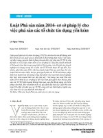 Luật Phá sản năm 2014 - cơ sở pháp lý cho việc phá sản các tổ chức tín dụng yếu kém