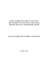 NÂNG CAO HIỆU QUẢ CHO VAY NGẮN HẠN  ĐỐI VỚI KHDN TẠI NGÂN HÀNG TMCP NGOẠI THƯƠNG VIỆT NAM  CHI NHÁNH HÀ THÀNH