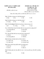 Đề thi học kì 1 môn Công nghệ lớp 6 năm 2021-2022 có đáp án - Trường THCS Lý Thường Kiệt