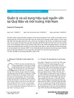 Quản lý và sử dụng hiệu quả nguồn vốn tại Quỹ Bảo vệ môi trường Việt Nam
