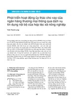 Phát triển hoạt động ủy thác cho vay của ngân hàng thương mại thông qua dịch vụ tín dụng nội bộ của hợp tác xã nông nghiệp