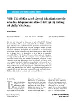 VSI - Chỉ số đầu tư cổ tức chỉ báo dành cho các nhà đầu tư quan tâm đến cổ tức tại thị trường cổ phiếu Việt Nam