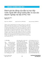 Đánh giá tác động của đầu tư trực tiếp nước ngoài đến tăng trưởng đầu ra của các doanh nghiệp nội địa ở Phú Yên