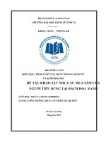 TIỂU LUẬN môn học THỐNG kê ỨNG DỤNG TRONG KINH tế và KINH DOANH đề tài KHẢO sát NHU cầu MUA sắm của NGƯỜI TIÊU DÙNG tại BÁCH HOÁ XANH 