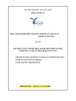 TIỂU LUẬN CUỐI kì THỰC HÀNH NHẬP môn NGÀNH LOGISTICS và QUẢN TRỊ CHUỖI CUNG ỨNG KIẾN THỨC TỔNG QUAN về CHUỖI CUNG ỨNG 