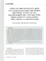 Công tác phê duyệt có ý kiến của cơ quan đại diện chủ sở hữu đối với dự án đầu tư của doanh nghiệp 100  vốn nhà nước trong lĩnh vực năng lượng thực trạng và khuyến nghị 