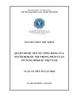 Quyền được xét xử công bằng của người bị buộc tội trong pháp luật tố tụng hình sự Việt Nam