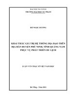 Khai thác giá trị hệ thống địa đạo trên địa bàn huyện phú ninh, tỉnh quảng nam phục vụ phát triển du lịch 