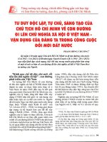 Tư duy độc lập, tự chủ, sáng tạo của chủ tịch hồ chí minh về con đường đi lên chủ nghĩa xã hội ở việt nam vận dụng của đảng ta trong công cuộc đổi mới đất nước 