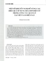 Một số khuyến nghị để nâng cao hiệu quả sử dụng hóa đơn điện tử trong công tác quản lý tại việt nam hiện na 