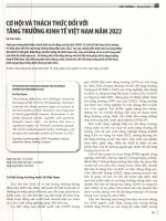 Cơ hội và thách thức đối với tăng trưởng kinh tế việt nam năm 2022 