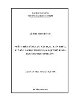 Phát triển năng lực vận dụng kiến thức, kĩ năng đã học trong dạy học môn khoa học cho học sinh lớp 4 