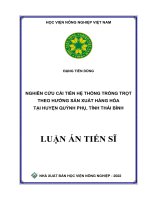 Nghiên cứu cải tiến hệ thống trồng trọt theo hướng sản xuất hàng hóa tại huyện quỳnh phụ, tỉnh thái bình 