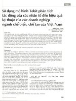 Sử dụng mô hình tobit phân tích tác động của các nhân tố đến hiệu quả kỹ thuật cua các doanh nghiệp ngành chế biến, chế tạo của việt nam 