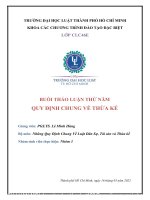 BUỔI THẢO LUẬN THỨ năm QUY ĐỊNH CHUNG về THỪA kế 