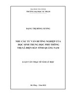 Nhu cầu tư vấn hướng nghiệp của học sinh trung học phổ thông thị xã điện bàn tỉnh quảng nam 