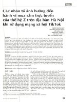 Các nhân tố ảnh hưởng đến hành vi mua sắm trực tuyến của thế hệ z trên địa bàn hà nội khi sử dụng mạng xã hội tiktok 