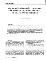Những yếu tố nhà đầu tư cá nhân cần xem xét trước khi xây dựng kế hoạch đầu tư tài chính 