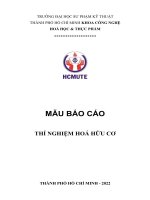 MẪU báo cáo THÍ NGHIỆM HOÁ hữu cơ  TINH CHẾ CHẤT rắn BẰNG kỹ THUẬT kết TINH và THĂNG HOA 