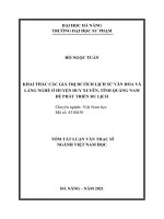 Khai thác các giá trị di tích lịch sử văn hóa và làng nghề ở huyện duy xuyên, tỉnh quảng nam để phát triển du lịch 1 