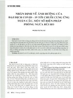 Nhận định về ảnh hưởng của đại dịch COVID   19 tới chuỗi cung ứng toàn cầu, một số biện pháp phòng ngừa rủi ro 