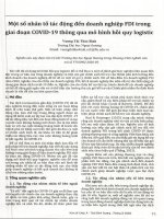 Một số nhân tố tác động đến doanh nghiệp FDI trong giai đoạn COVID 19 thông qua mô hình hồi quy logistic 