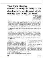 Thực trạng năng lực của nhà quản trị cấp trung tại các doanh nghiệp logistics nhỏ và vừa trên địa bàn TP  hồ chí minh 